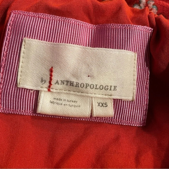 ANTHROPOLOGIE Red Robin Floral Ruffles Spliced Neck Tiered Mini Dress Size XXS - Picture 3 of 12